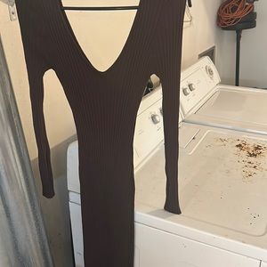 Chocolate Ribbed Body-con Dress